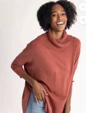 Mersea Newport Travel Side Split Cowl Neck Travel Sweater Pullover Poncho OSFA
